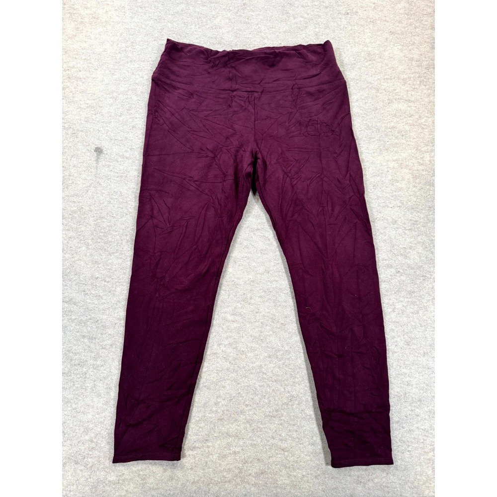 Luxe Leggings Womens Medium Burgundy Elastic Waist Pull On Workout Running Yoga